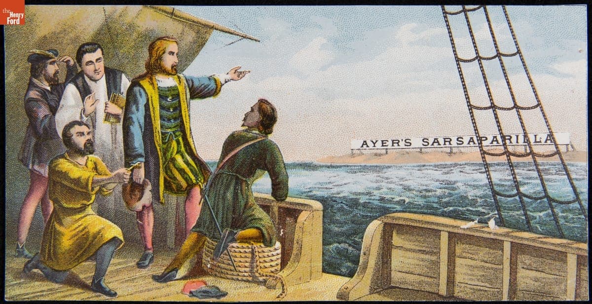 Trade Card for Ayer's Sarsaparilla, "The Discovery of America," 1880-1900