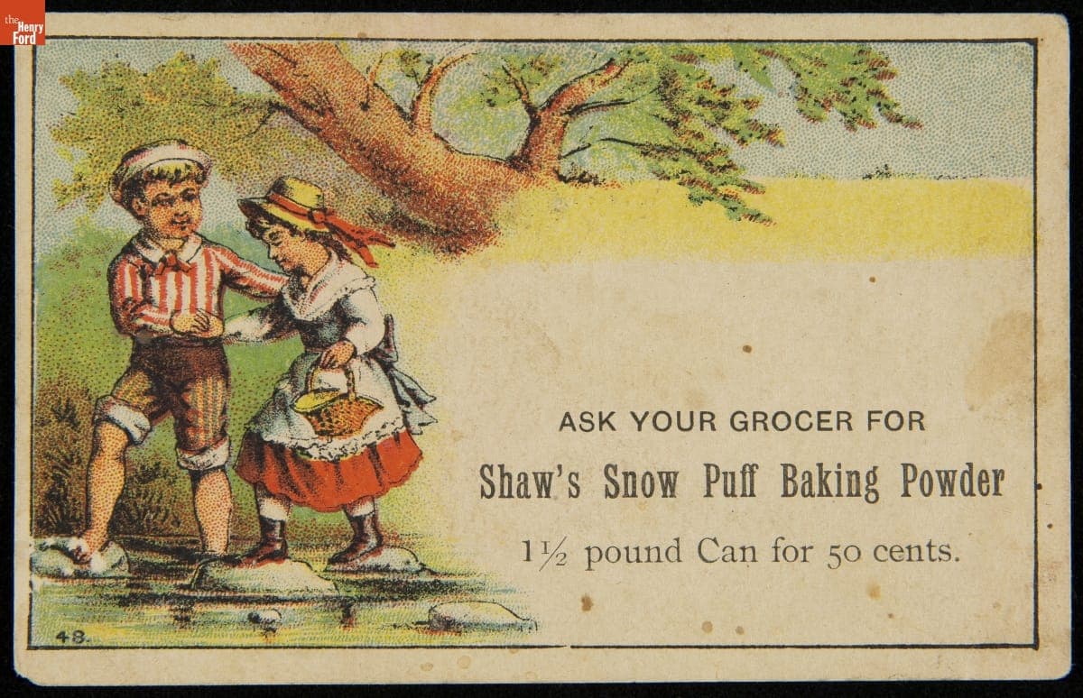 Trade Card for Shaw's Snow Puff Baking Powder, 1880-1900