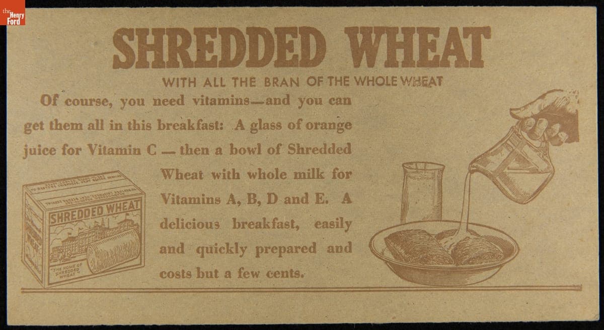 Trade Card for Shredded Wheat Biscuits, National Biscuit Co., circa 1930