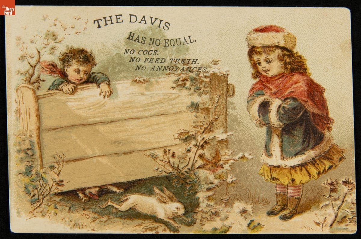 Trade Card for the New Davis Vertical Feed Sewing Machine, The Davis Sewing Machine Co., circa 1880