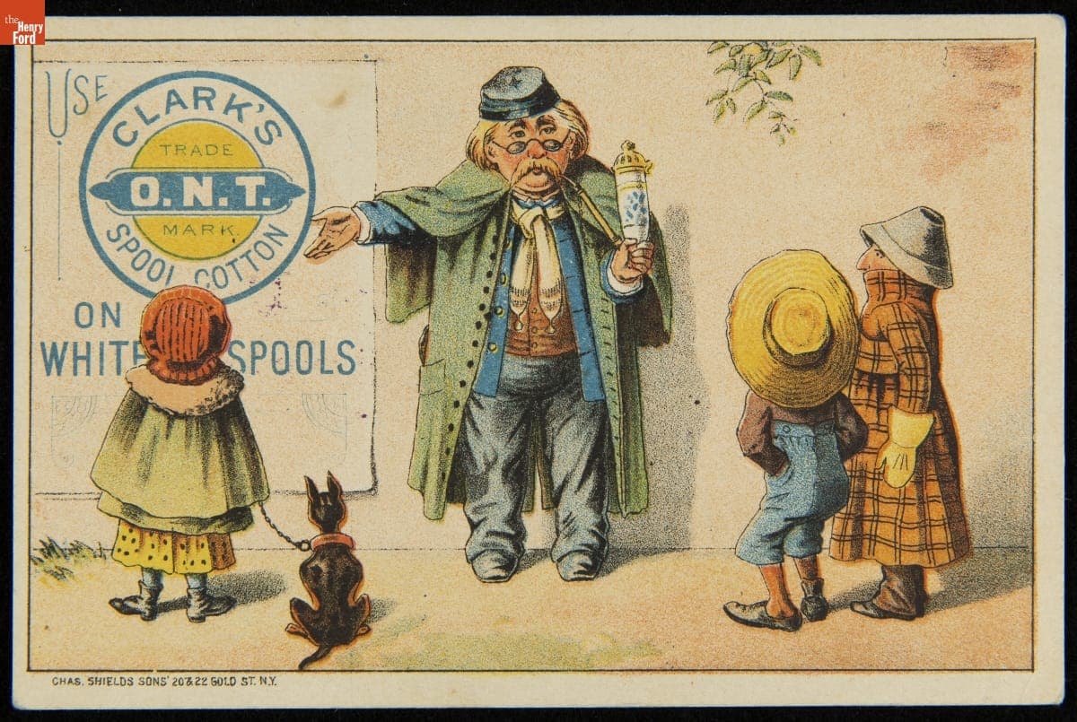 Trade Card for Clark's Spool Cotton, Clark's O.N.T., 1880-1885