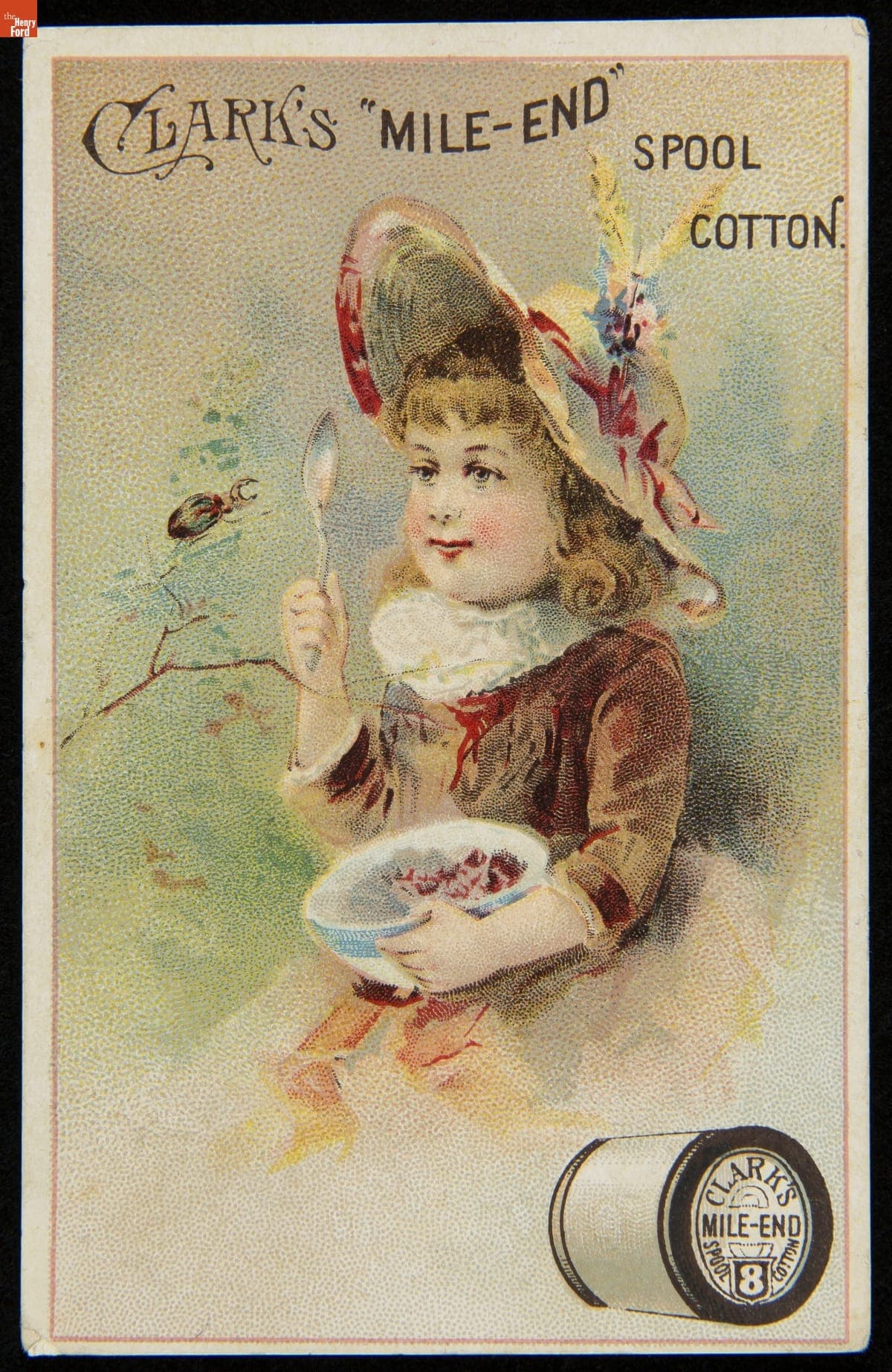 Trade Card for Clark's Mile-End Spool Cotton, Clark's O.N.T., 1887
