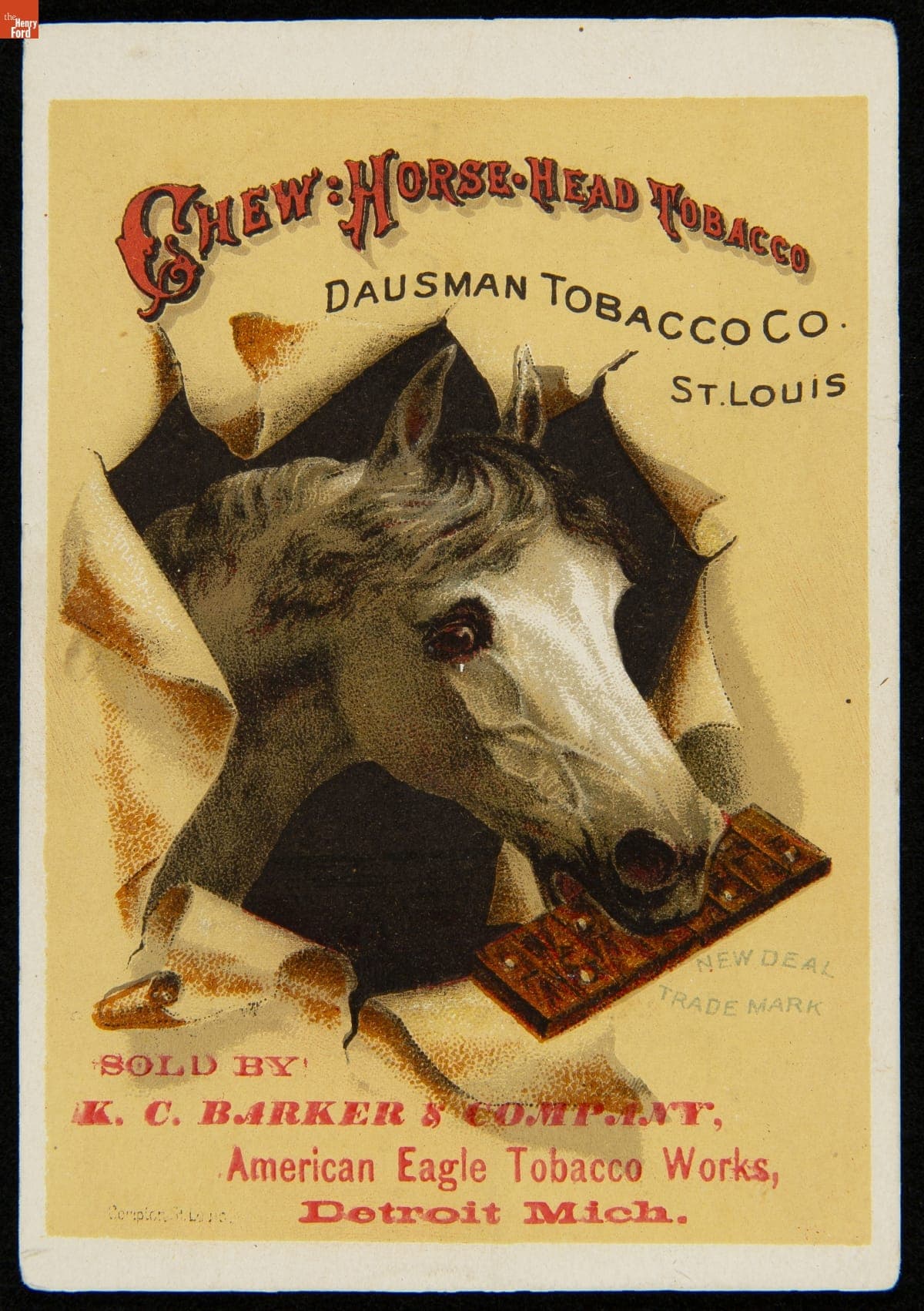 Trade Card for Horse Head Chewing Tobacco, Dausmen Tobacco Co., circa 1884