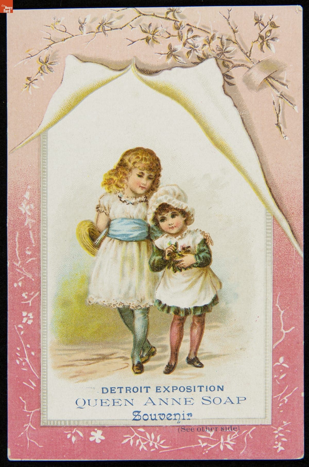 Trade Card for Queen Anne Soap, Detroit Soap Company, Detroit Exposition Souvenir, 1889