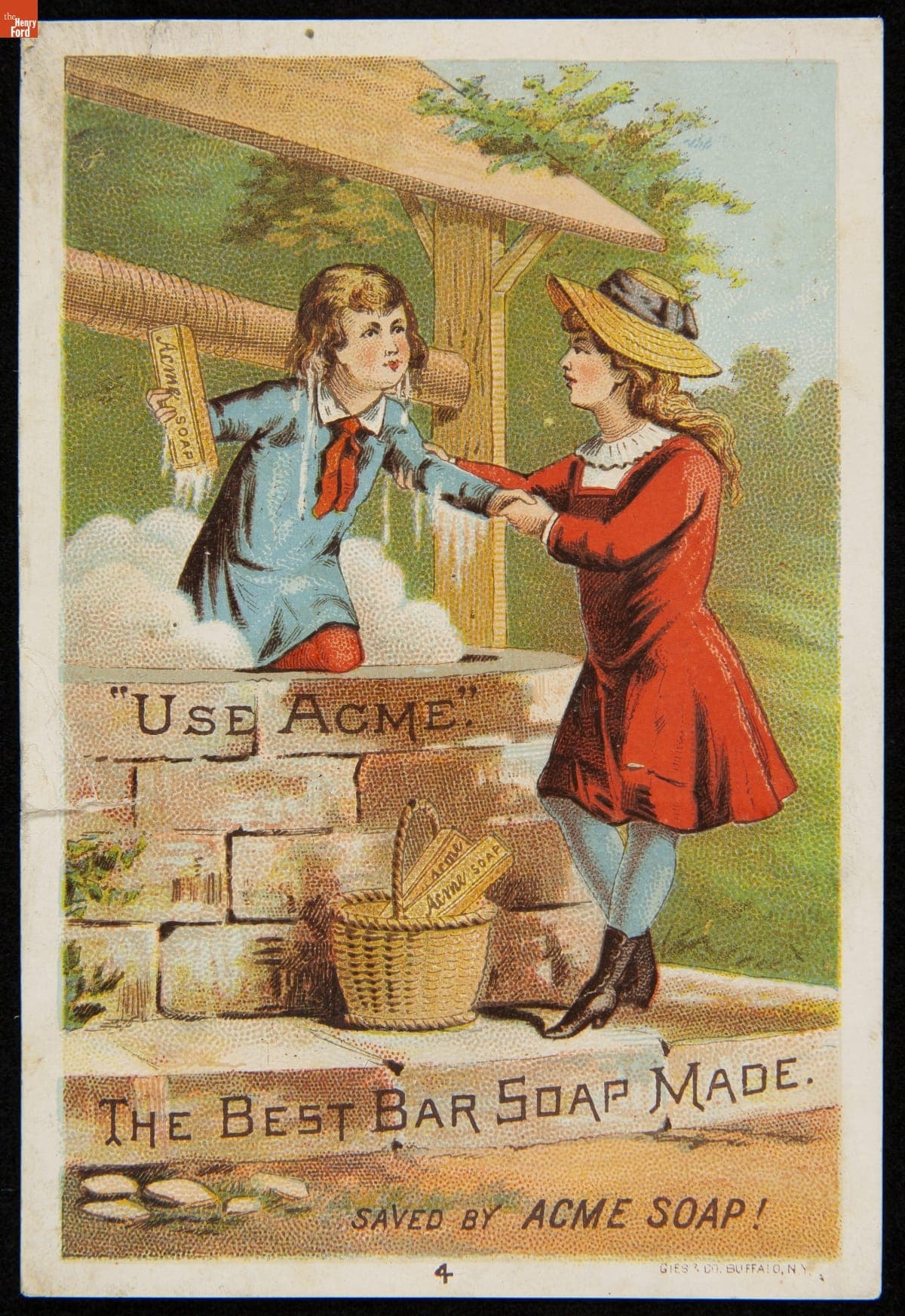 Trade Card for Lautz Bros. & Company's Acme Towel Soap, "Saved by Acme Soap!," circa 1885