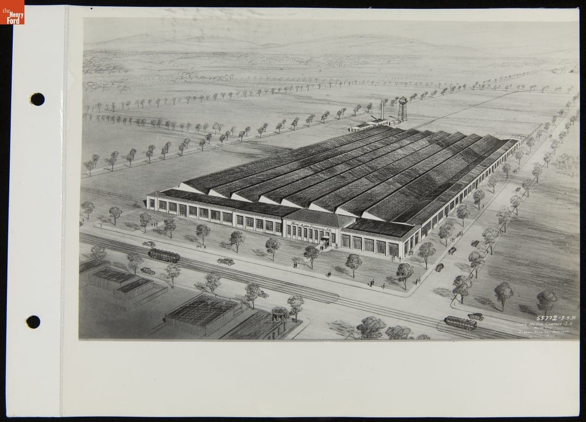 Aerial Drawing of Ford Motor Company Branch in Mexico City, Mexico, March 5, 1931