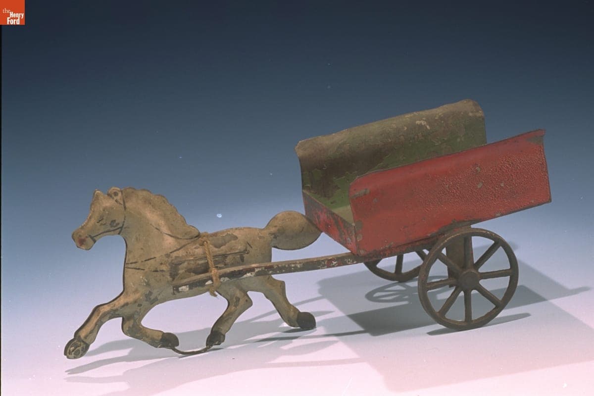 Toy Cart and Horse, 1870-1880