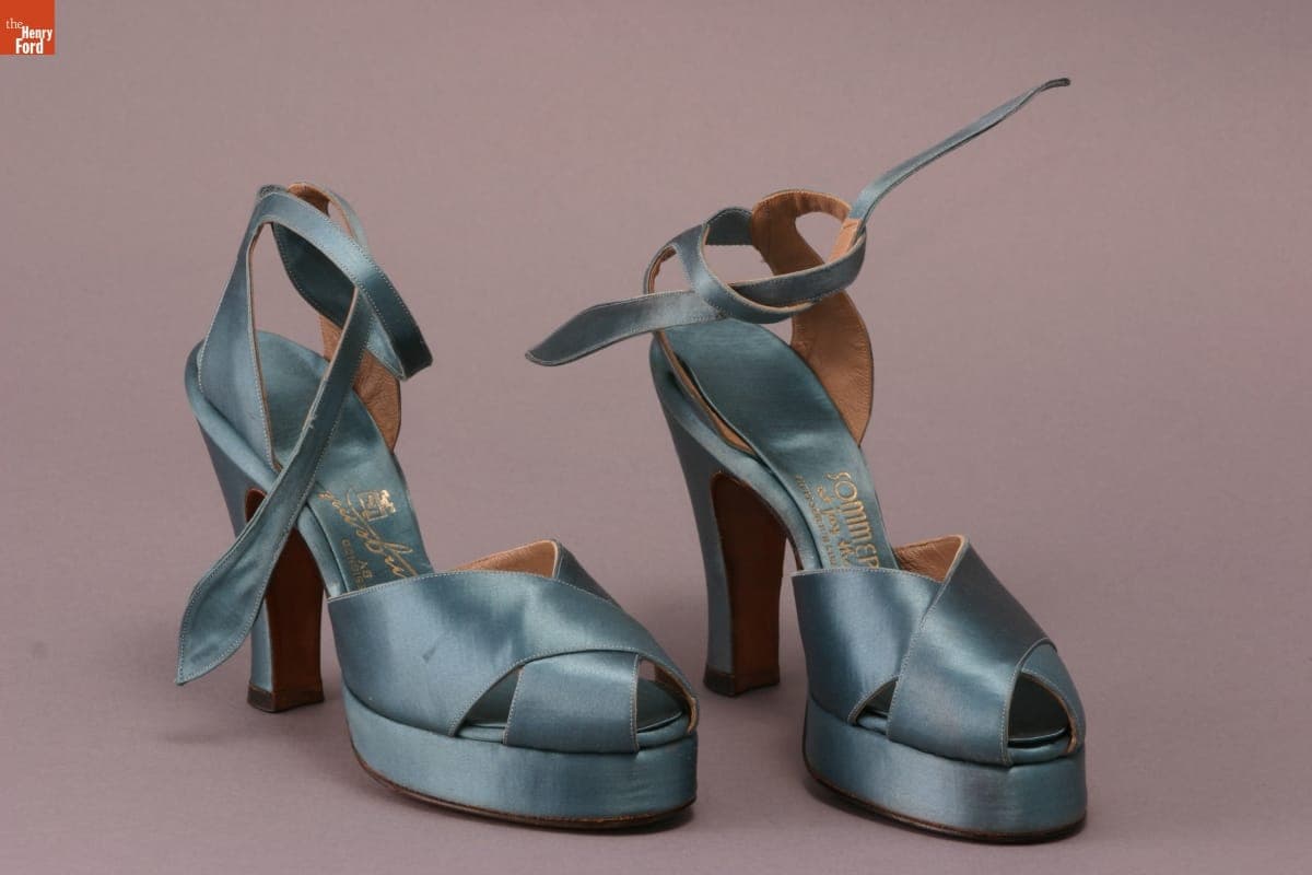 Platform Sandals, Worn by Elizabeth Parke Firestone, 1940-1950