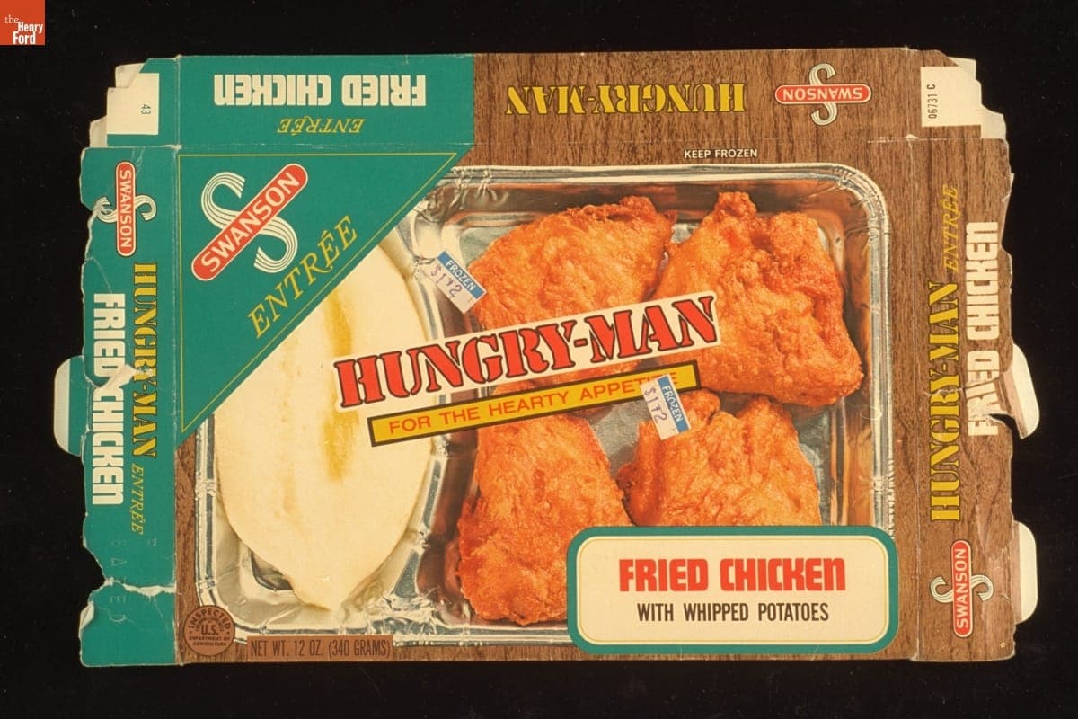 Swanson Hungry-Man Fried Chicken Frozen TV Dinner Package, circa 1980