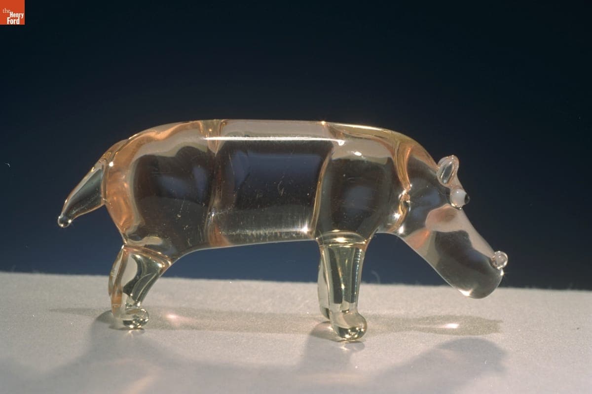 Miniature Glass Figure, Hippopotamus, 1955-1985