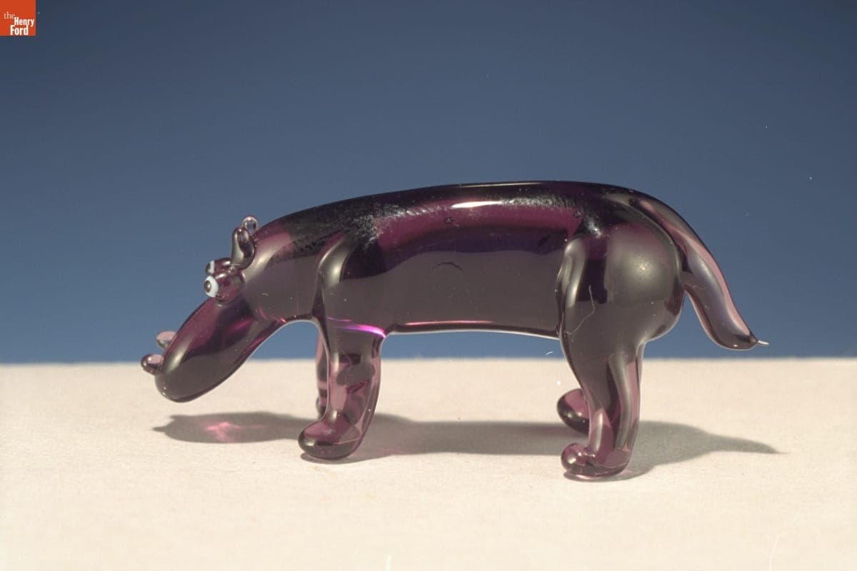 Miniature Glass Figure, Hippopotamus, 1955-1985
