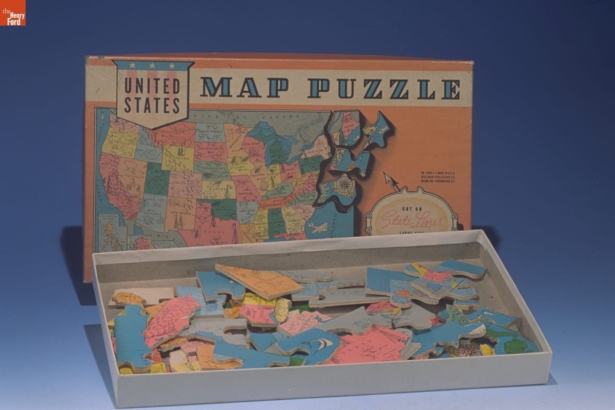 Jigsaw Puzzle, "United States Map Puzzle," Used by James Greenhoe, 1937-1946