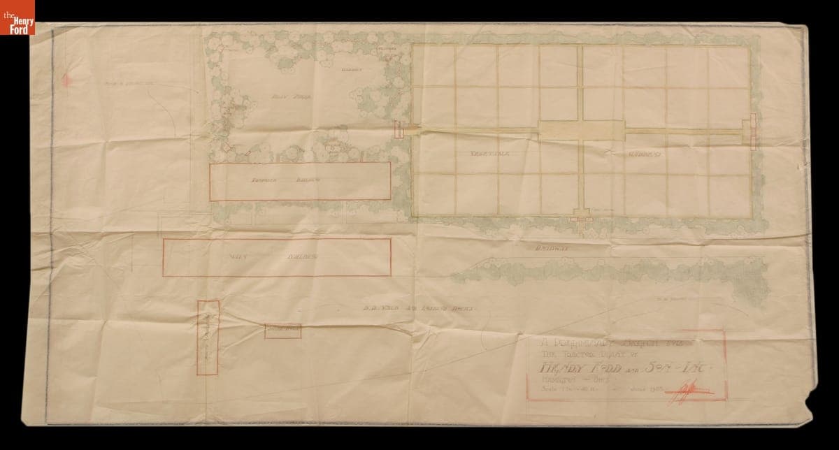 Preliminary Sketch for the Tractor Plant of Henry Ford & Son Inc., Hamilton, Ohio, June 1920