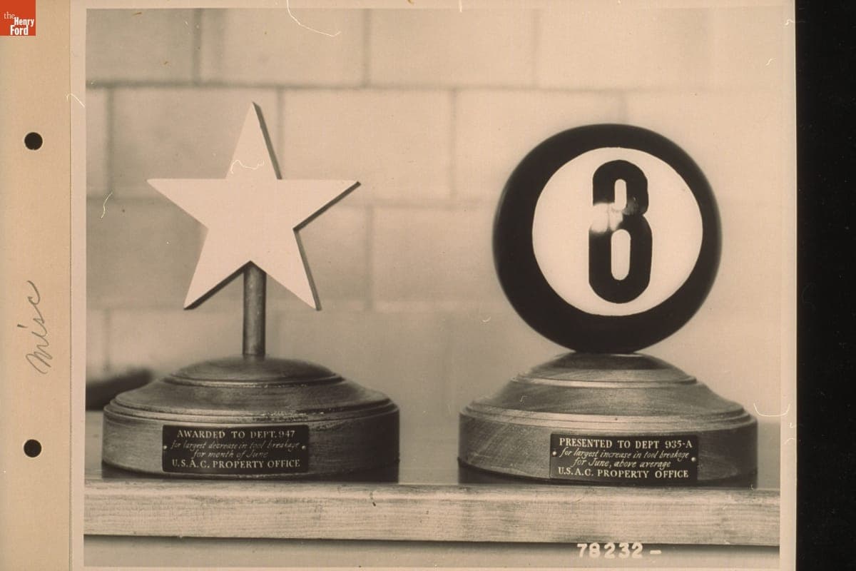 Two Trophies Awarded as Part of the Willow Run Tool Breakage Campaign, July 1943
