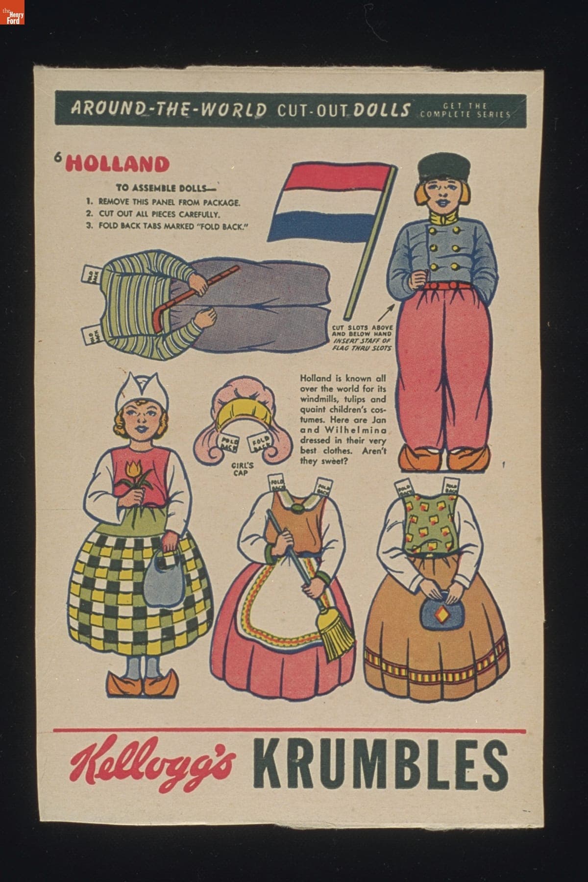 Kellogg's Krumbles Around-the-World Cut-Out Dolls, Holland, 1946-1949