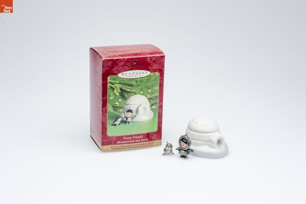 Hallmark "Frosty Friends" Miniature Christmas Ornaments and Display Piece, 2000