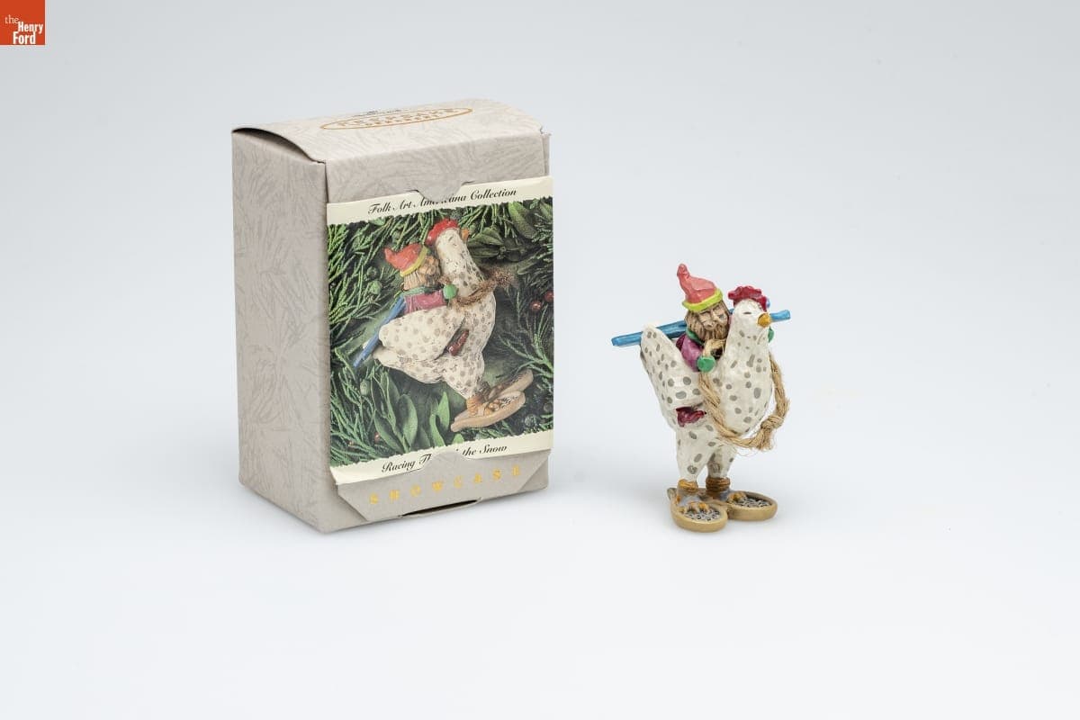 Hallmark "Folk Art Americana Collection: Racing Through the Snow" Christmas Ornament, 1994