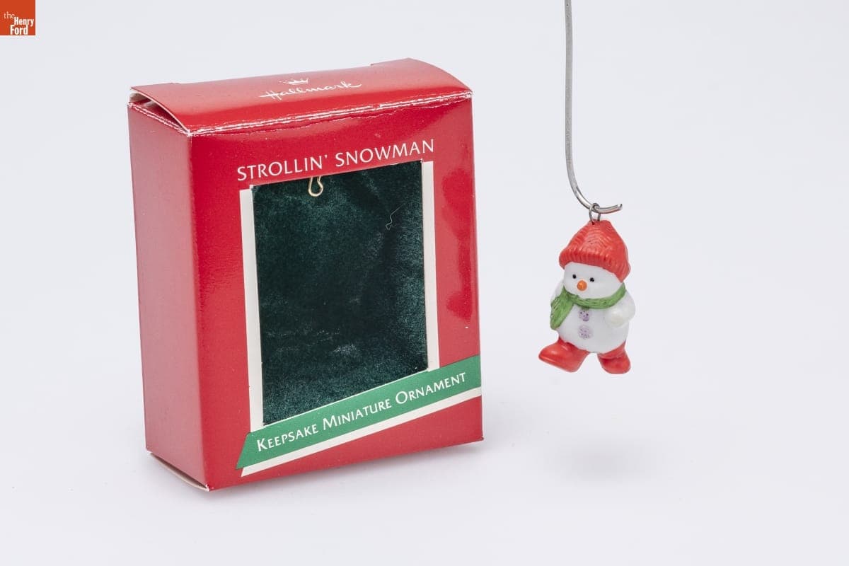 Hallmark "Strollin' Snowman" Miniature Christmas Ornament, 1989