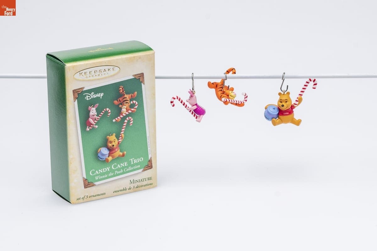 Hallmark "Winnie-the-Pooh Collection: Candy Cane Trio" Miniature Christmas Ornaments, 2004