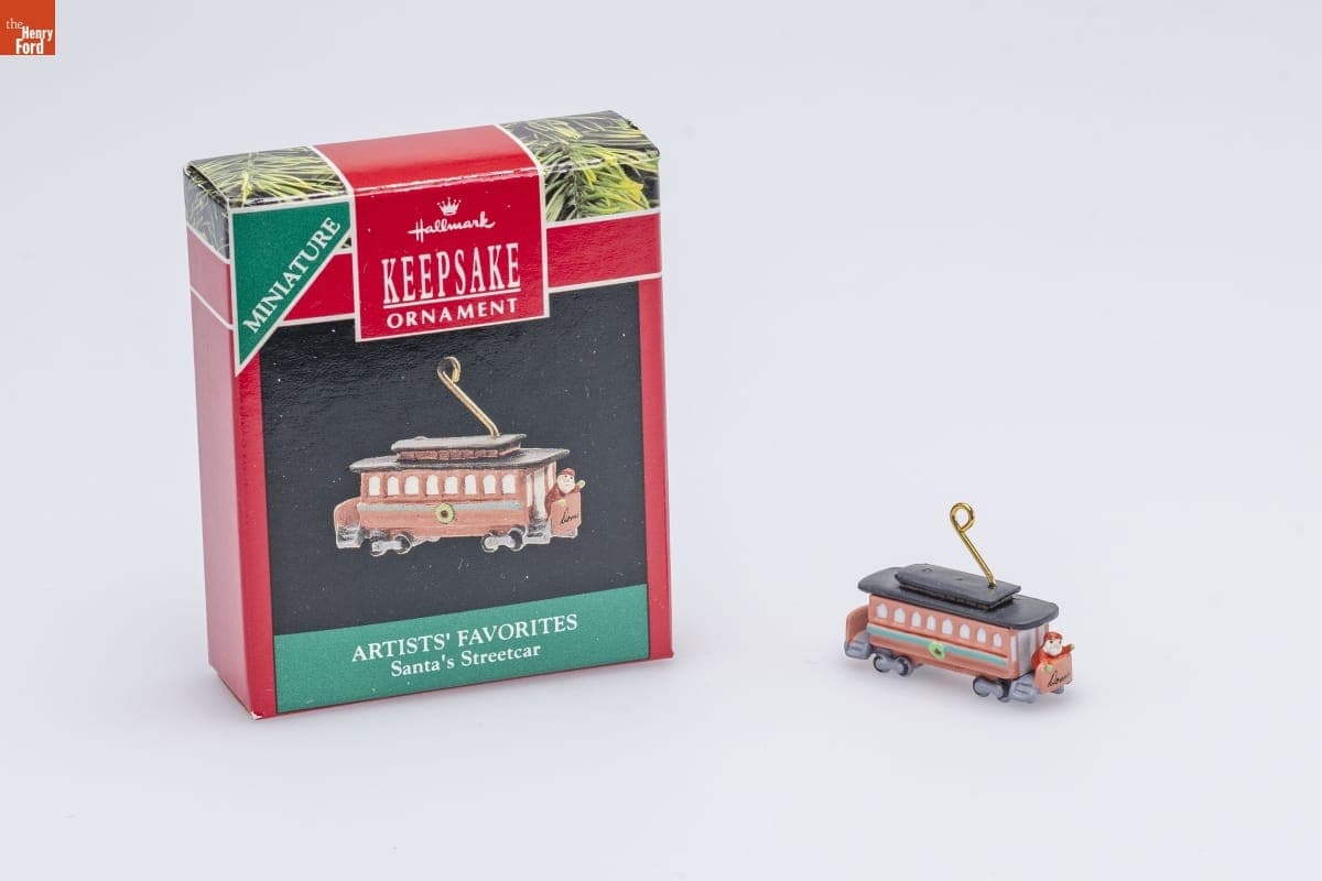 Hallmark "Artists' Favorites: Santa's Streetcar" Miniature Christmas Ornament, 1990