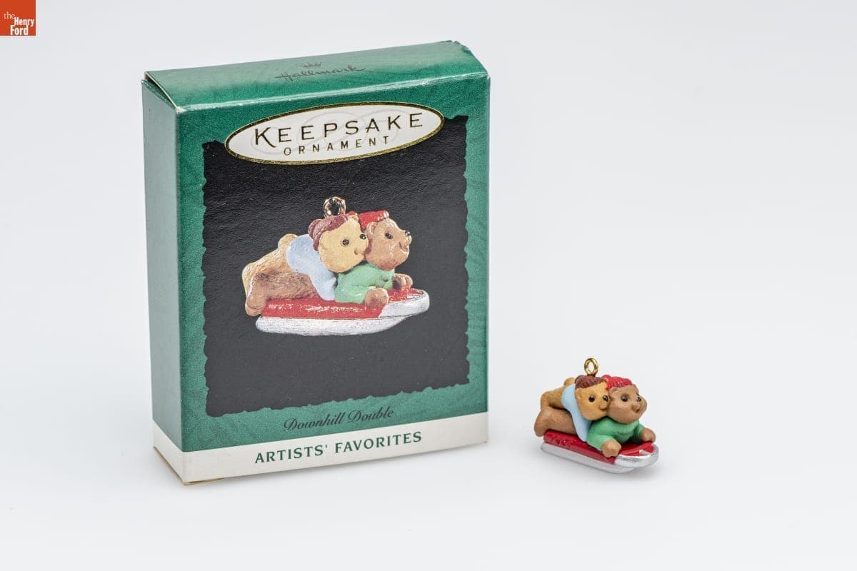 Hallmark "Artists' Favorites: Downhill Double" Miniature Christmas Ornament, 1995