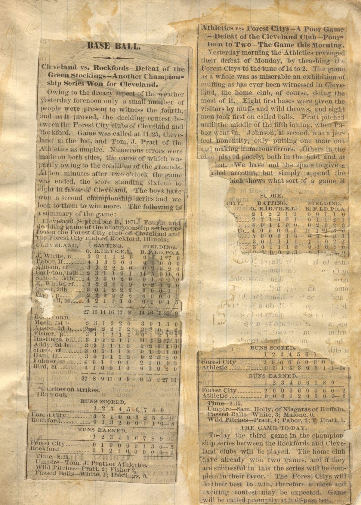 Scrapbook by Baseball Player James "Deacon" White, 1871-1872