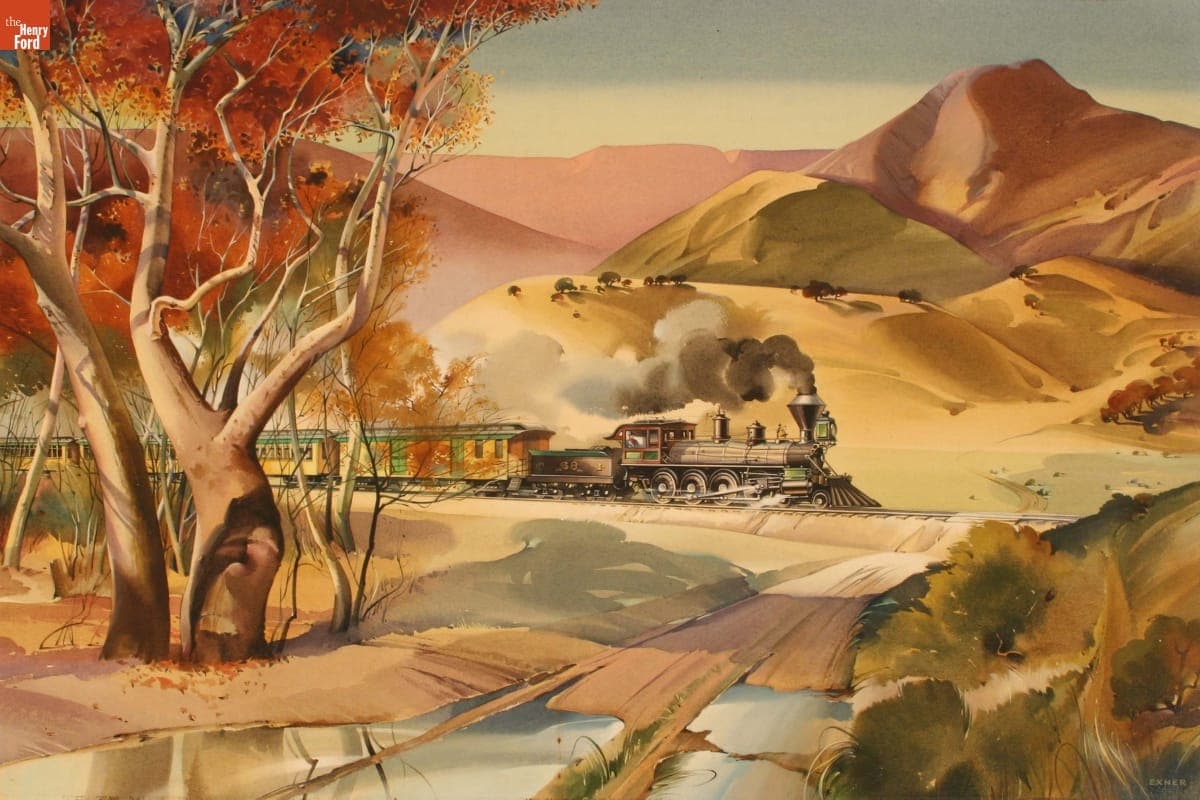 California Scene -- 1884, Painted by Virgil M. Exner circa 1970