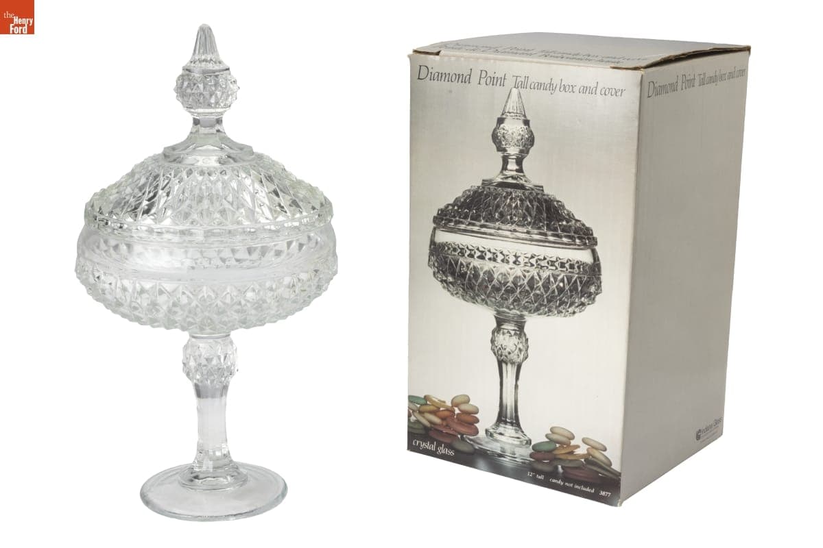 "Diamond Point" Tall Candy Box, circa 1980