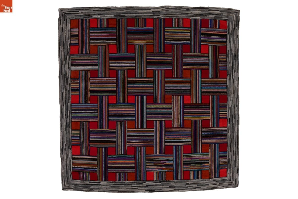 "Geometric Weave" Hooked Rug, 1992