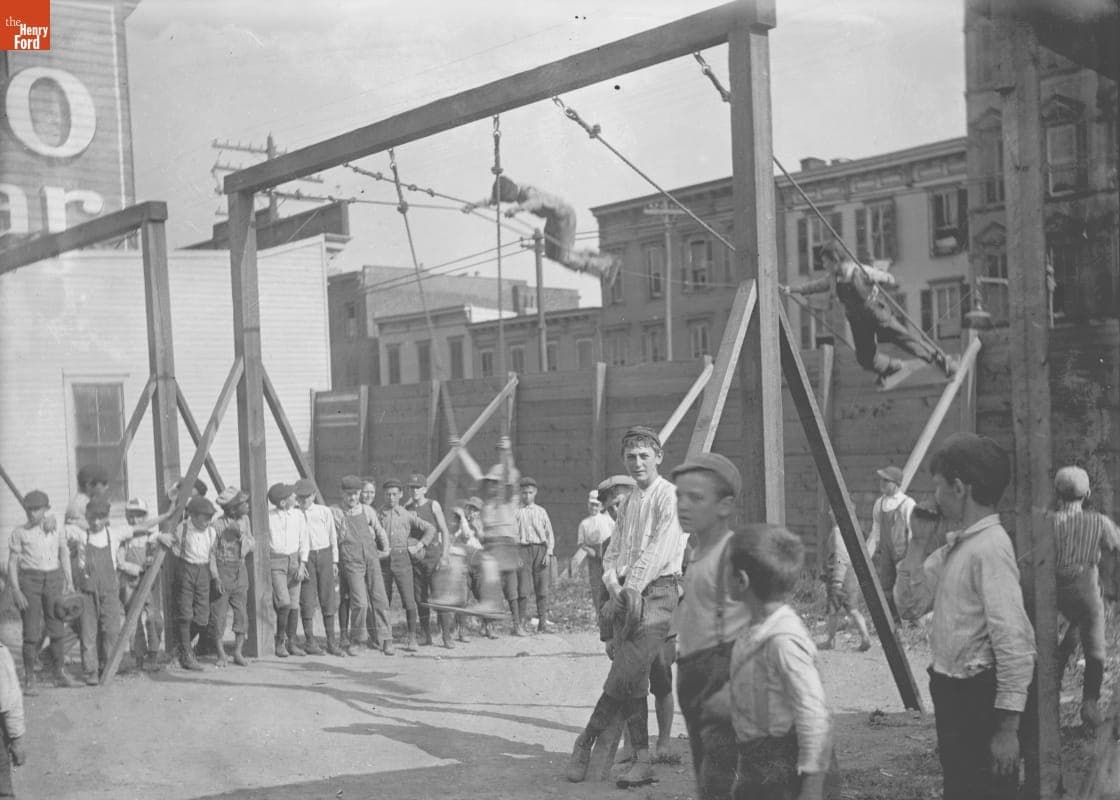 Brooklyn Playground Society on the Swing Set, circa 1900
