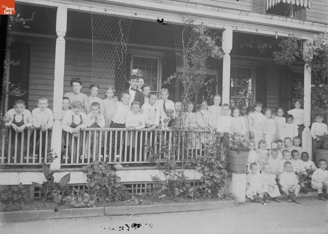 St. Giles Home at Garden City, Children on Porch, 1890-1915