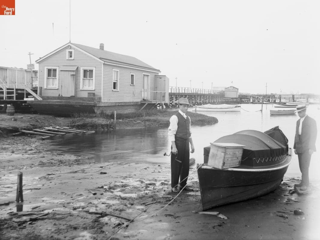 Men and Boat, Bergen Beach, 1890-1915