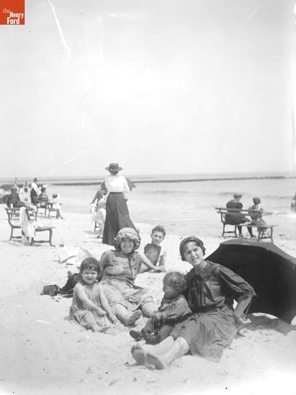 Coney Island, Group on Sand, 1890-1915