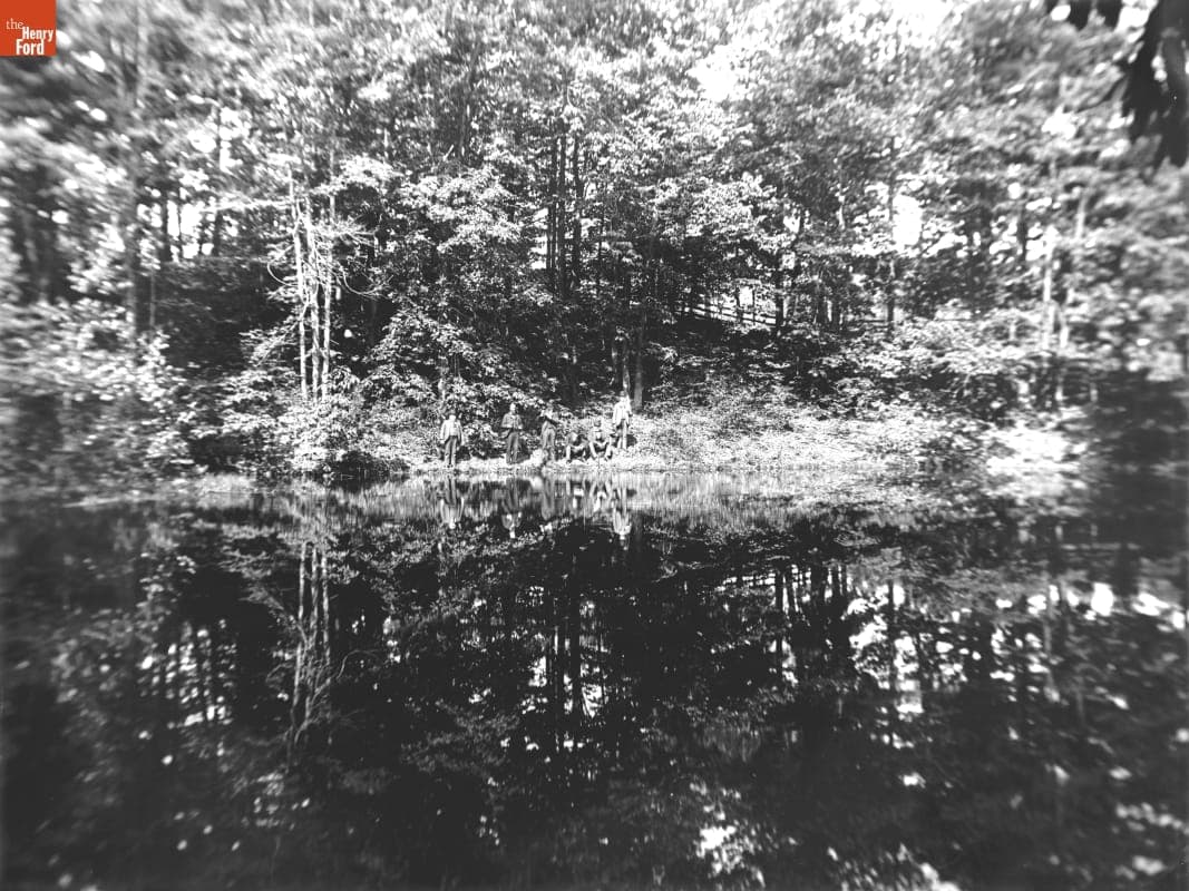Six Men on Bank of Pond, 1890-1915