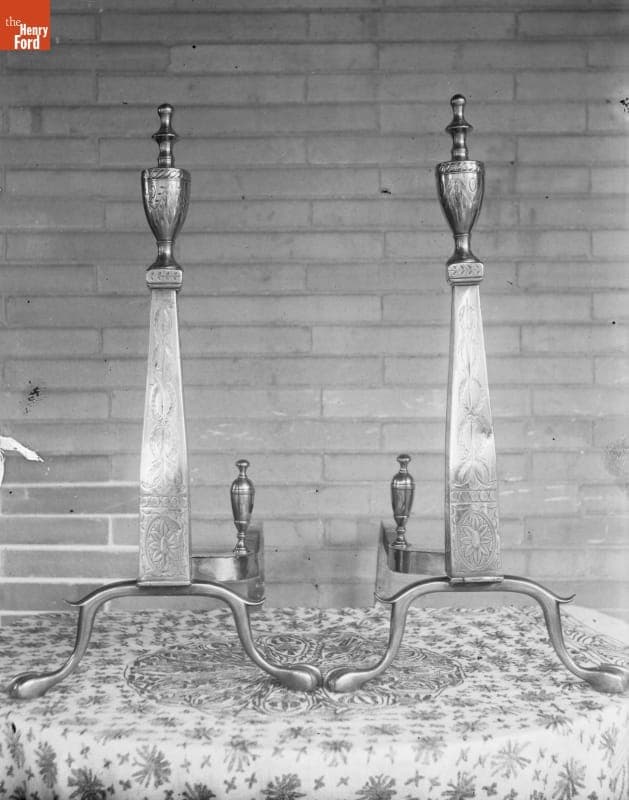 Andirons, Engraved (Lawton), 1890-1915