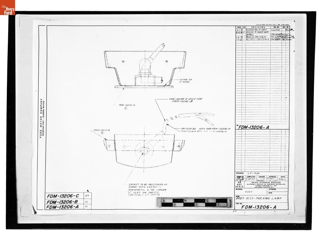 Drawing, "Body Assy - Parking Lamp," Ford Automobile, January 4, 1955