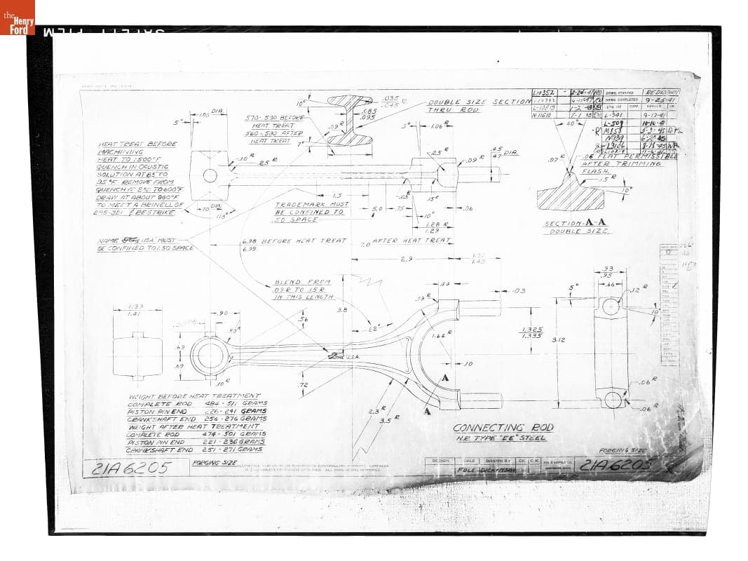 Drawing, "Connecting Rod, Forging Size," Ford Automobile, February 3, 1949