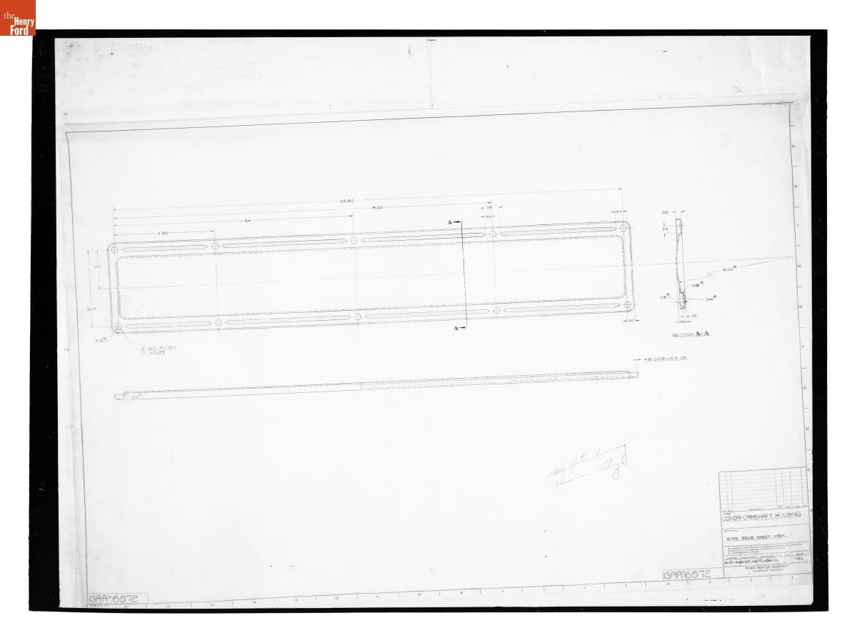 Drawing, "Cover - Camshaft Housing," Ford GAA Engine for M4A3 Medium Tank (M4 Sherman), August 22, 1944