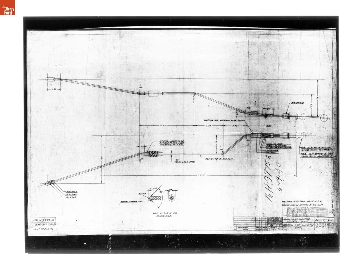 Drawing, "Rod Assy. - Throttle Control" and "Control Ass'y. - Throttle," Lincoln Automobile, June 14, 1940