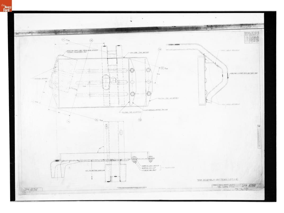 Drawing, "Tray Assembly - Battery (Left Side)," Ford GPA, October 23, 1942
