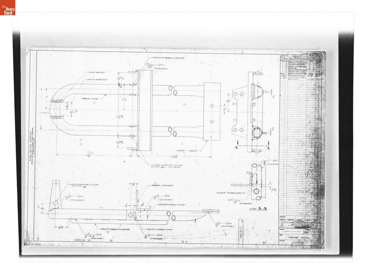 Drawing, "Frame Assy," Dozer Attachment for Ford Tractor, January 12, 1960