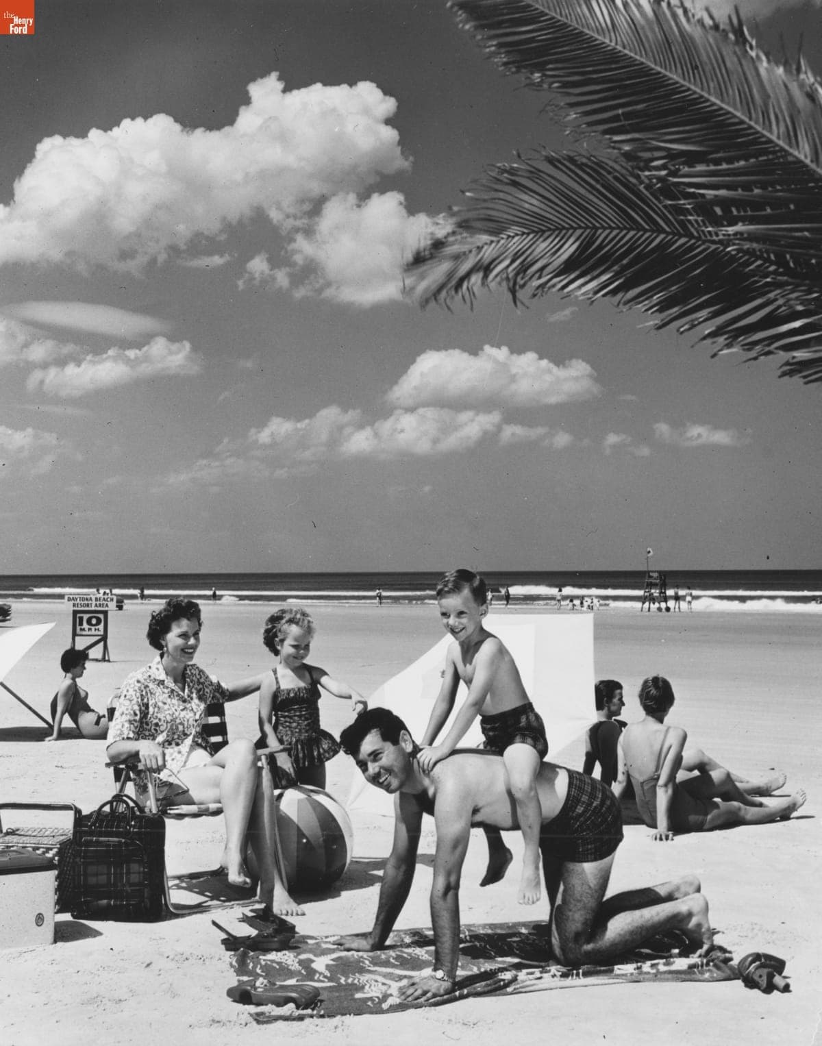 Tourists at Daytona Beach, Florida, circa 1960