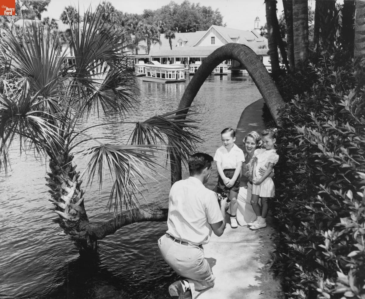 Man Taking Family Snapshot in Silver Springs, Florida, April 1955