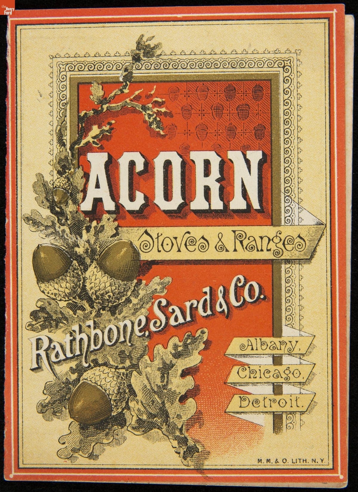 Trade Card for Live Acorn Stoves and Ranges, Rathbone, Sard & Co., 1875-1885