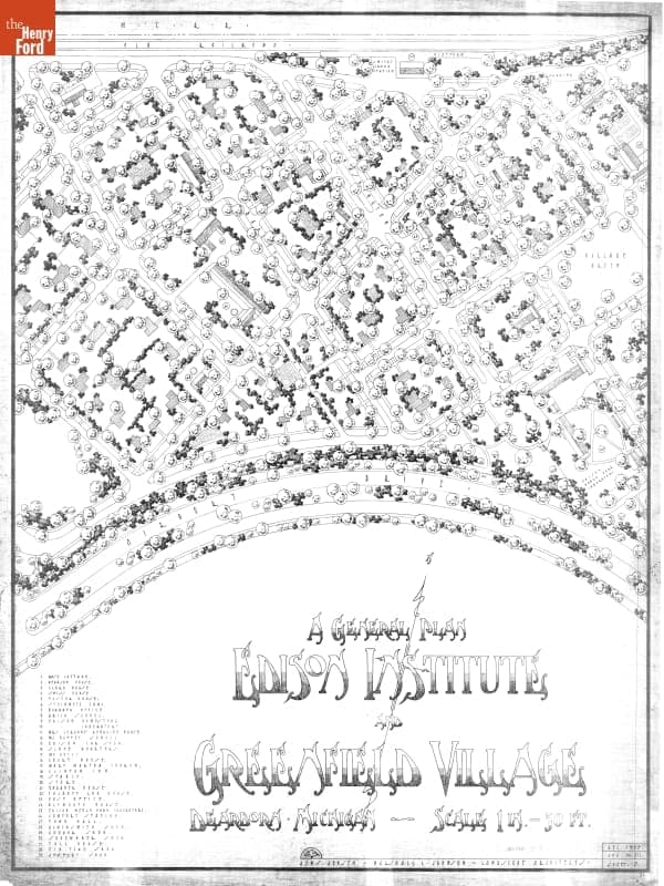 General Plan, Edison Institute and Greenfield Village, December 1935 (Sheet 3)