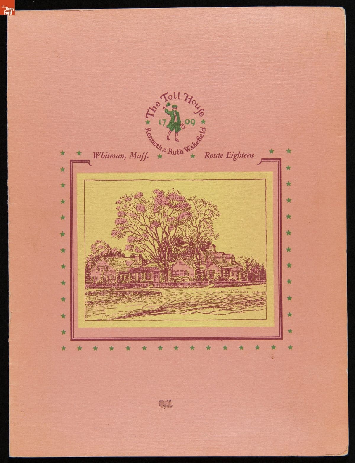 Menu, "The Toll House Inn," circa 1950