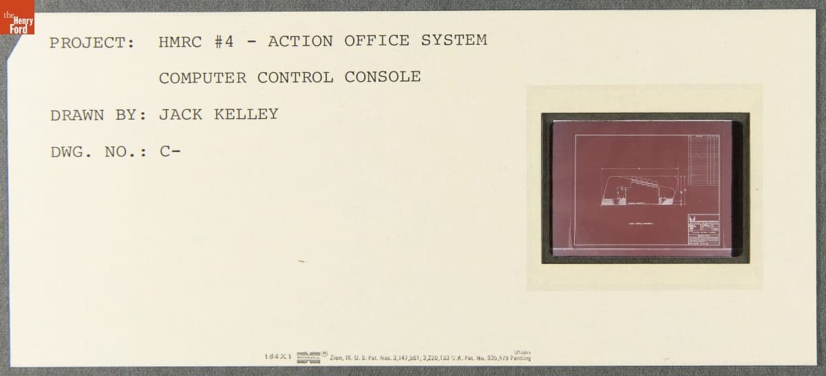 Technical Drawing, "Action Office System Computer Control Console," 1968