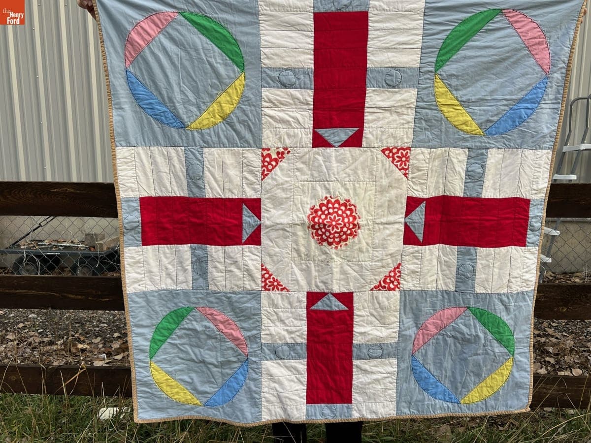 Front of "Parcheesi" Quilt, Created by Kristen Sheffield Perschon in 2014