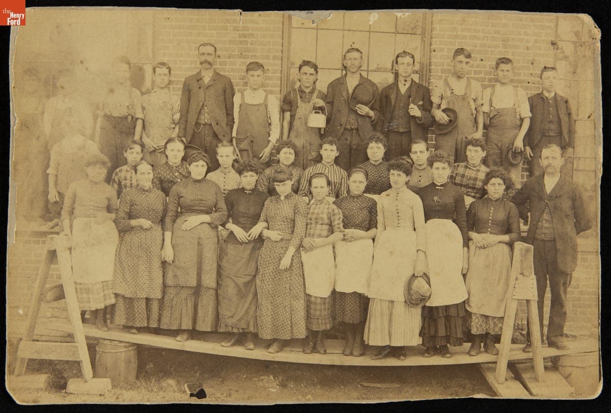 Workers outside a Factory, Most Likely Oakland Mill, Taunton, Massachusetts, circa 1890