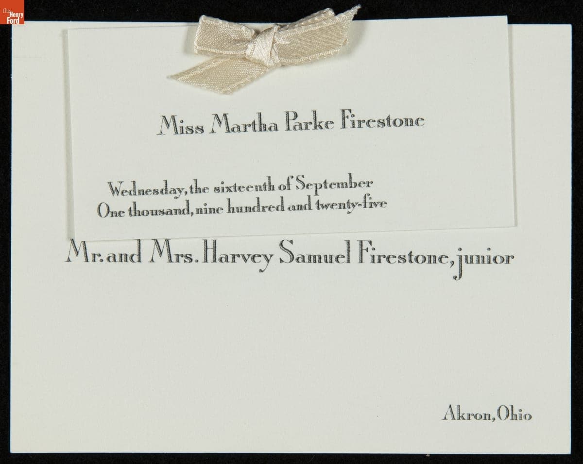 Birth Announcement for Martha Parke Firestone, September 16, 1925